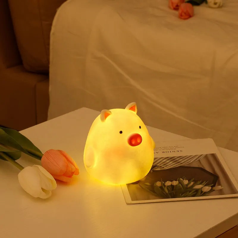 Lámpara de noche de vinilo suave con luz LED de animales para el hogar, lámpara de noche para dormitorio, decoración, adorno Color-E big image 1