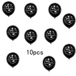 10-pack Graduation Balloons Party Decoration Black White Latex Letter Balloons for Graduation Theme Party Decorations Supplies Black