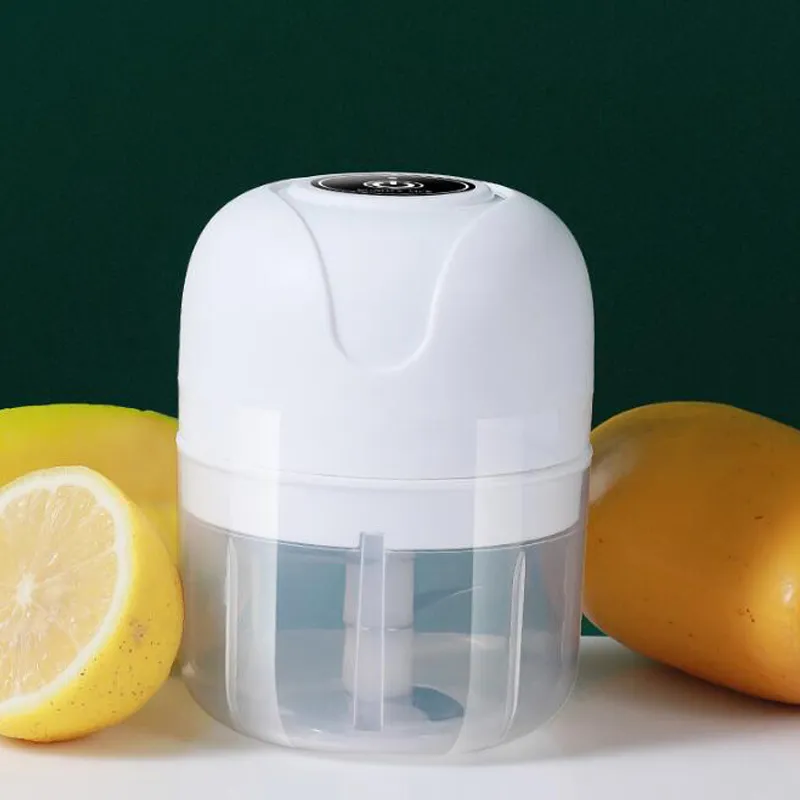 250ML Mini Electric Garlic Chopper Food Chopper Mincer Fits for Vegetables Meat Garlic Fruits USB Charging Kitchen Blender Gadgets Tool White big image 1