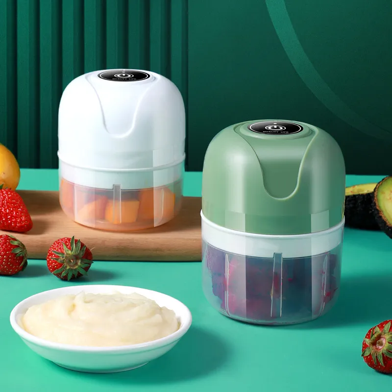 250ML Mini Electric Garlic Chopper Food Chopper Mincer Fits for Vegetables Meat Garlic Fruits USB Charging Kitchen Blender Gadgets Tool White image 2