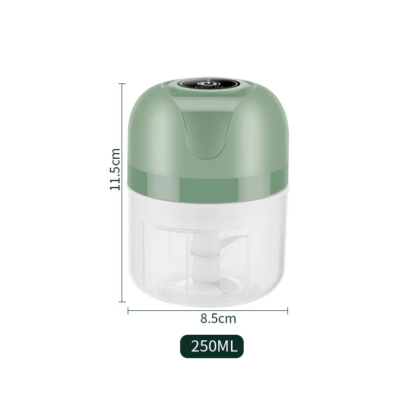 250ML Mini Electric Garlic Chopper Food Chopper Mincer Fits for Vegetables Meat Garlic Fruits USB Charging Kitchen Blender Gadgets Tool Green