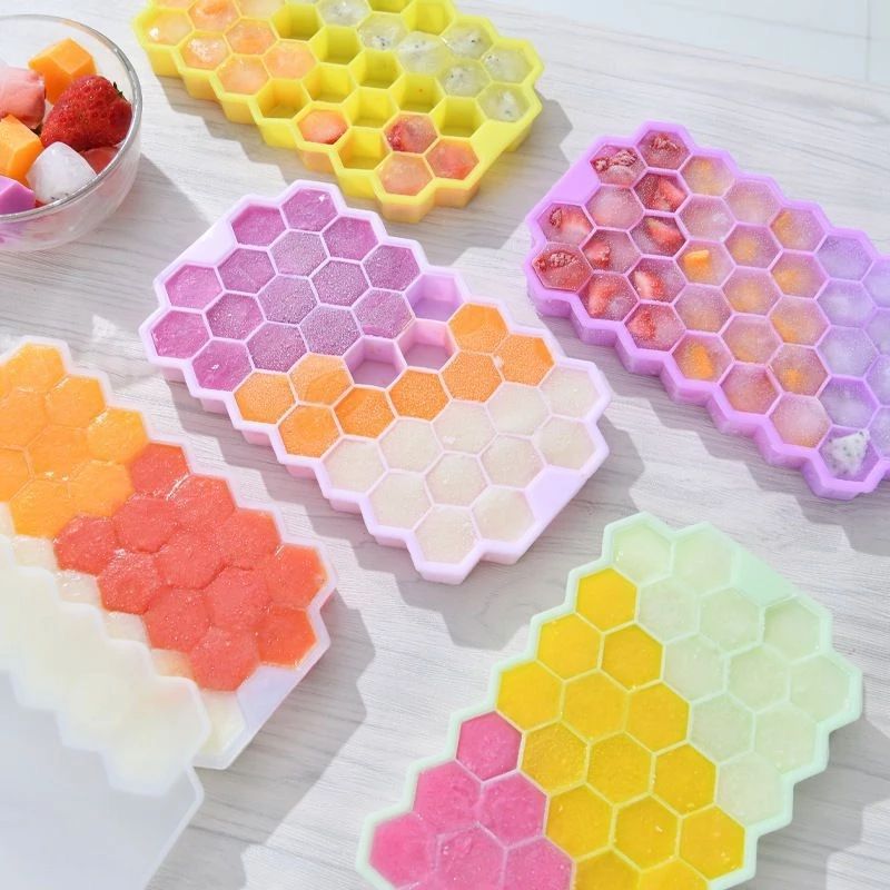 Silicone Ice Cube Trays Ice Cube Mold With Lids Reusable For Freezer Refrigerator
