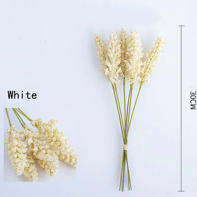 6-pack Artificial Dried Wheat Ear Fake Wheat Grain Flowers for Wedding Home Dining Table Flower Arrangement Art Office Decor Creamy White big image 1