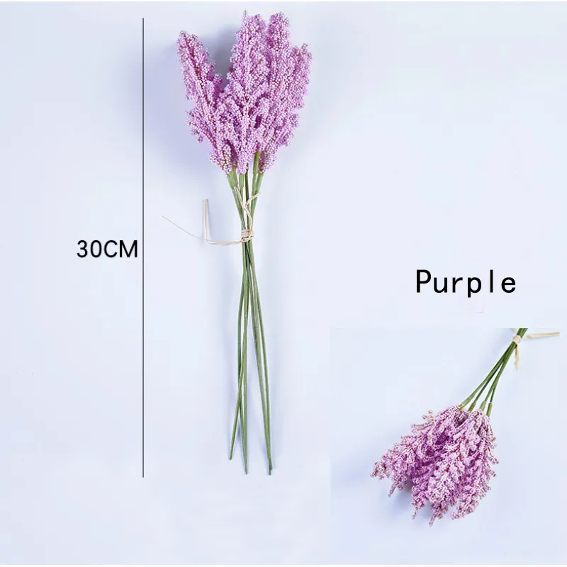 6-pack Artificial Dried Wheat Ear Fake Wheat Grain Flowers for Wedding Home Dining Table Flower Arrangement Art Office Decor Purple