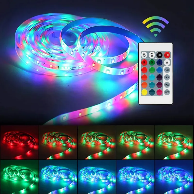 1 Meter LED Strip Rainbow Color Waterproof RGB Strip Lights with Remote for Background Lighting  Indoor Outdoor Atmosphere Decoration Multi-color big image 1