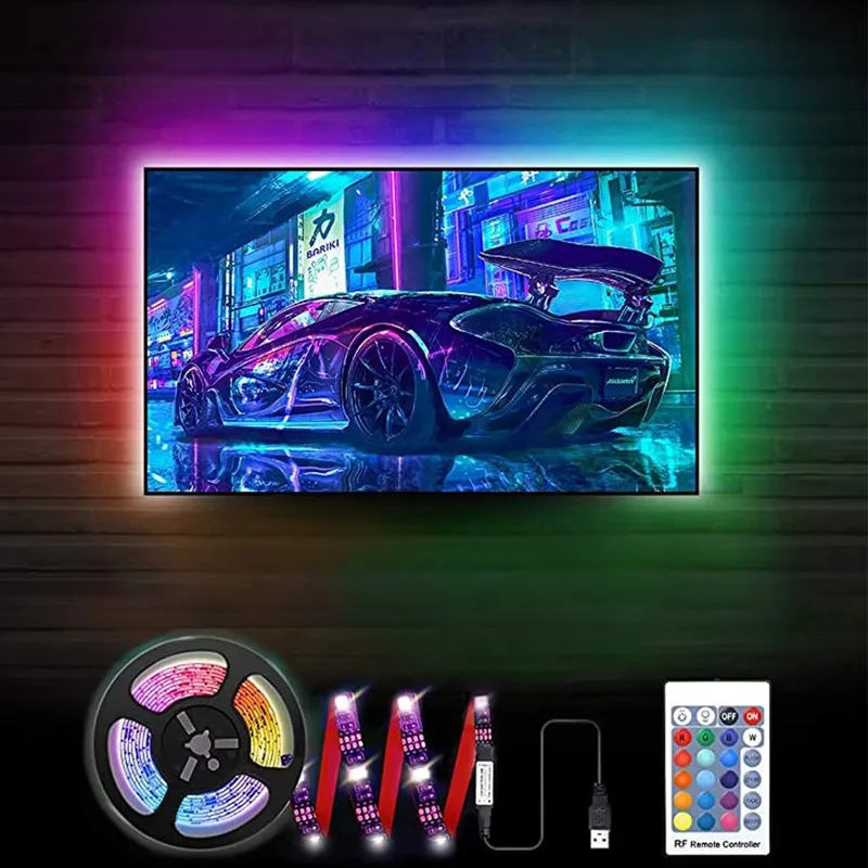 1 Meter LED-Streifen Regenbogenfarbe wasserdichte RGB-Streifenlichter mit Fernbedienung für die Hintergrundbeleuchtung im Innen- und Außenbereich Atmosphäre Dekoration Mehrfarbig big image 1