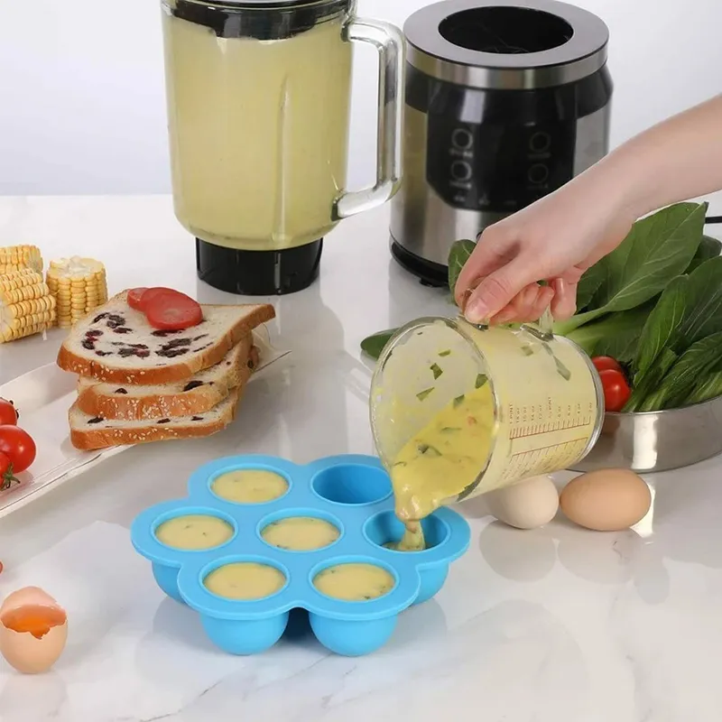 矽膠嬰兒食品冷凍托盤帶蓋 7 孔嬰兒食品儲存容器，用於自製嬰兒食品或母乳儲存 藍色 big image 1