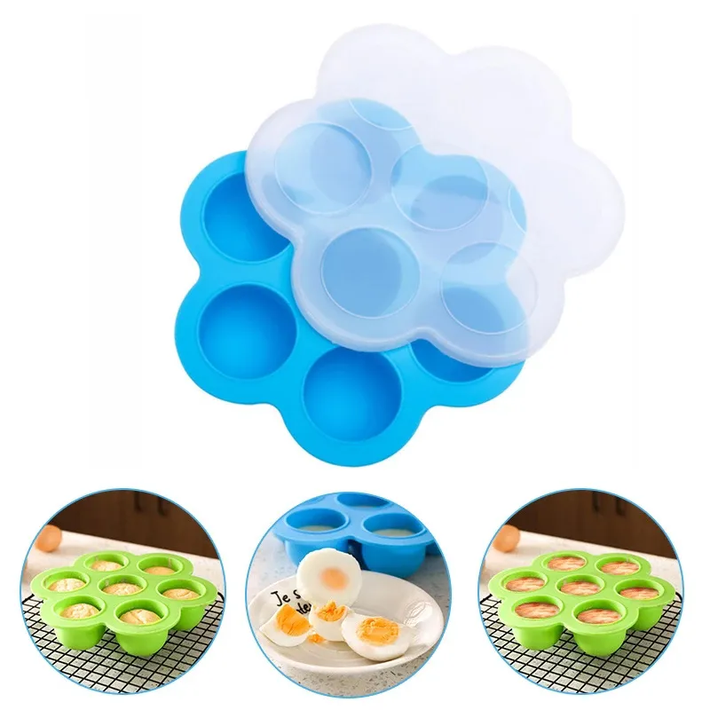 Silicone Baby Food Freezer Tray with Lid 7 Hole Baby Food Storage Container for Homemade Baby Food Breast Milk Storage Blue big image 1
