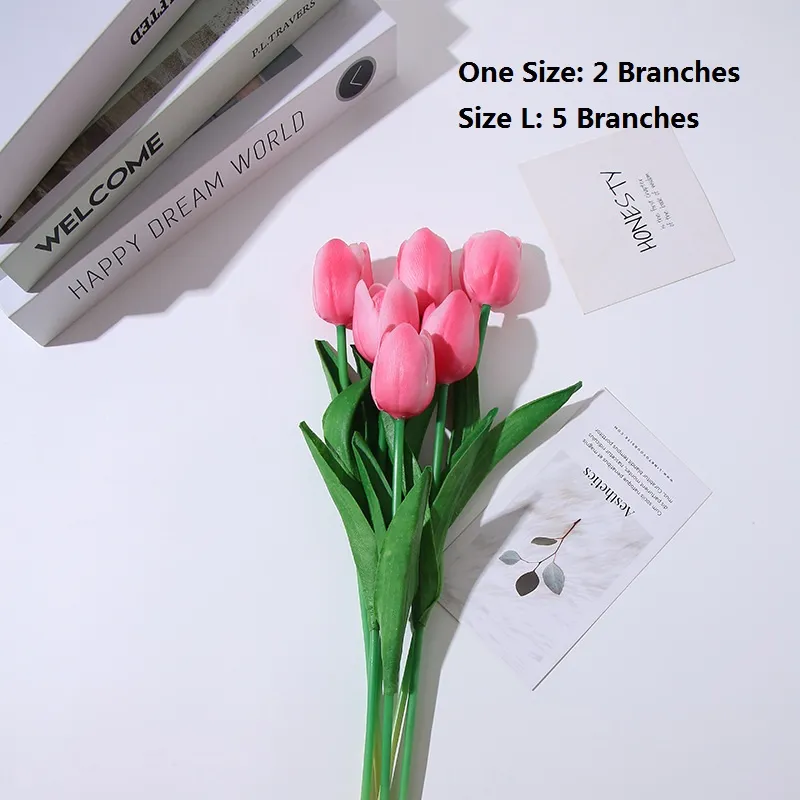 2-pack / 5-pack Tulips Artificial Flowers PU Real Touch Fake Tulips Flowers  for Table Office Wedding Dining Room Home Decoration Dark Pink