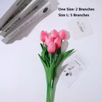 Paquete de 2/paquete de 5 tulipanes flores artificiales pu toque real tulipanes falsos flores para mesa oficina boda comedor decoración del hogar Rosa oscuro