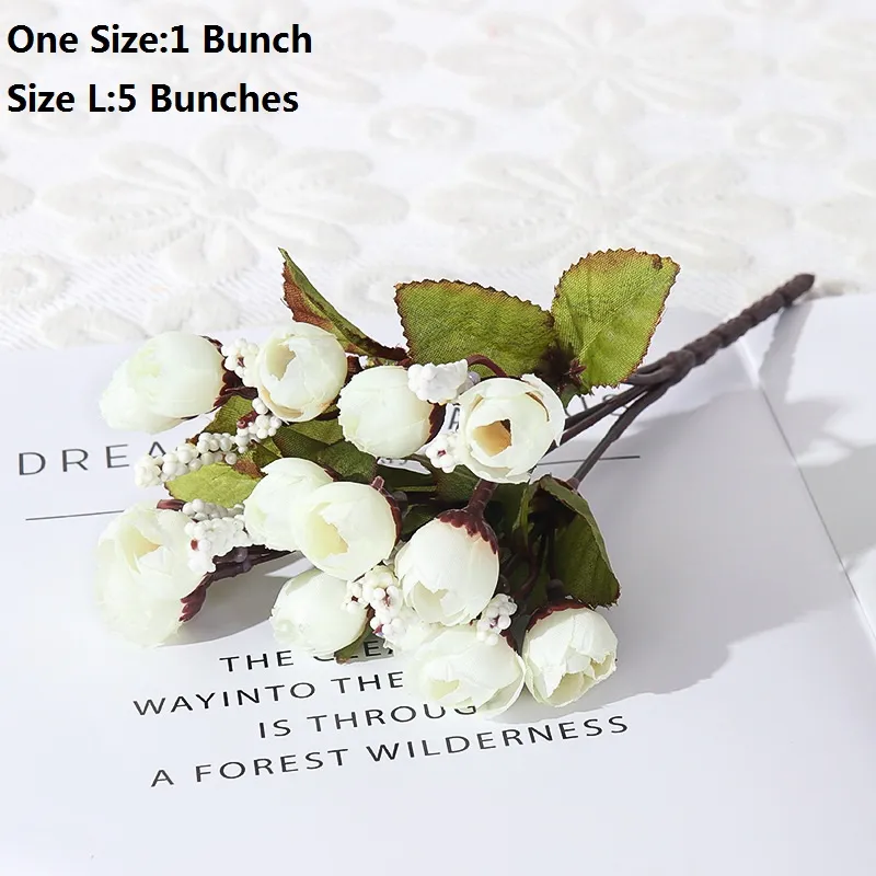 1 Bunch / 5 Bunches Mini Artificial Rose Flowers Fake Rose Bud Bouquets Flowers Crafts for Party Wedding Valentine's Day Home Decor White