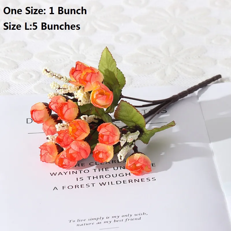1 Bunch / 5 Bunches Mini Artificial Rose Flowers Fake Rose Bud Bouquets Flowers Crafts for Party Wedding Valentine's Day Home Decor Champagne
