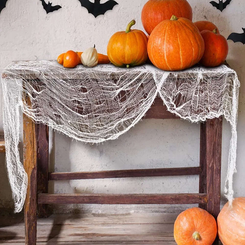 Halloween Creepy Spooky Scary Gauze Cloth for Wall Windows Doorways Entryways Outdoor Garden Yard Decor White big image 1
