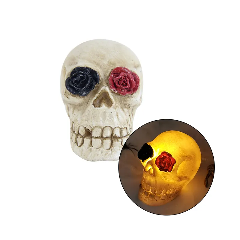 

Halloween LED Skull Decoration Resin Flowers Rose Glowing Skull Light Halloween Party Decoration Ornaments