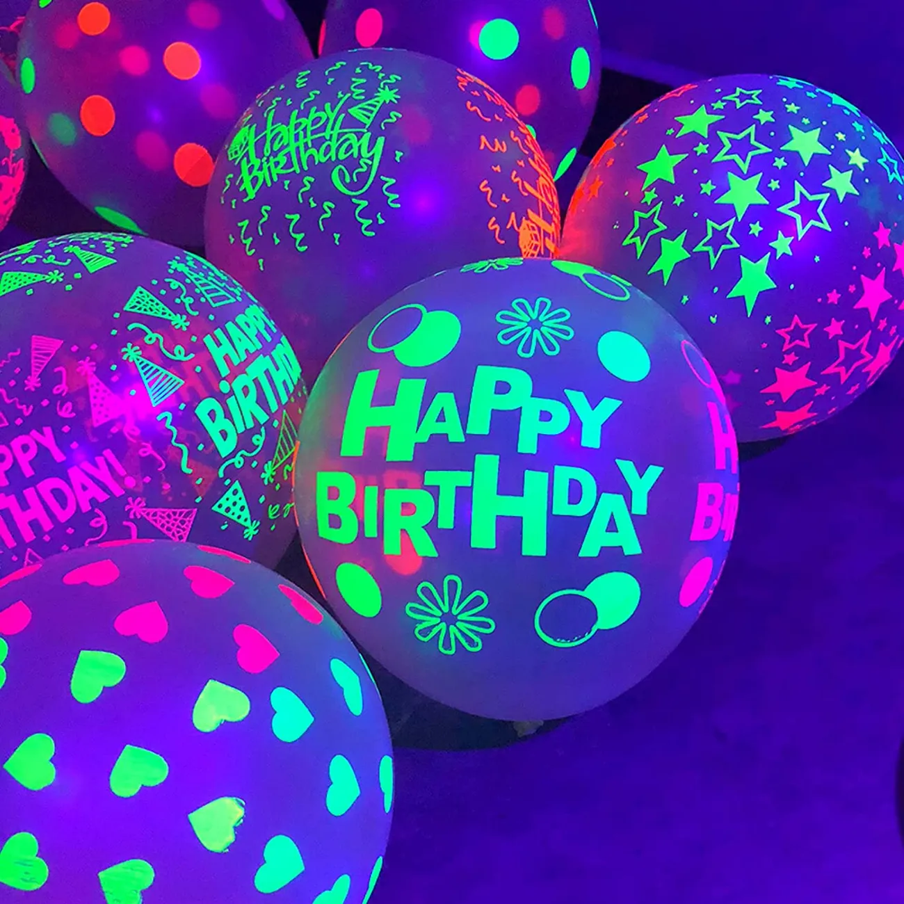 Paquete de 10 luces de globos luminosas intermitentes de colores para decoraciones de bodas y fiestas de cumpleaños (brillan bajo la luz violeta) Color-A big image 1