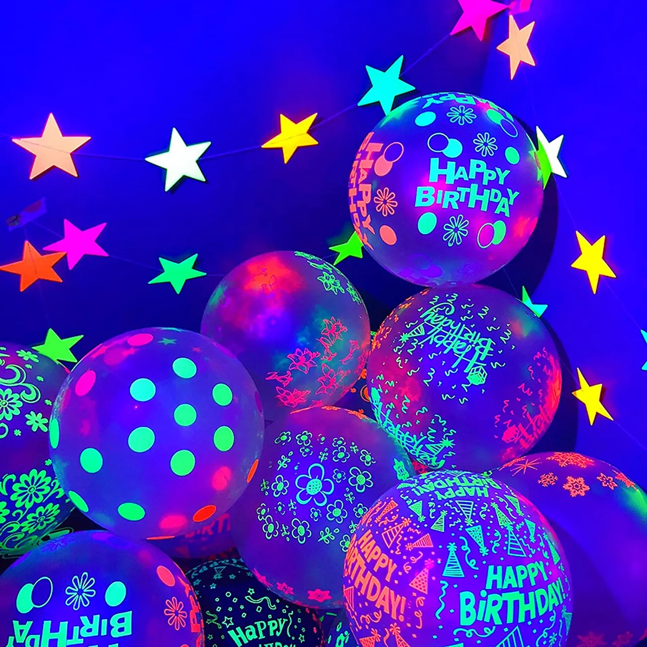Paquete de 10 luces de globos luminosas intermitentes de colores para decoraciones de bodas y fiestas de cumpleaños (brillan bajo la luz violeta) Color-A big image 1