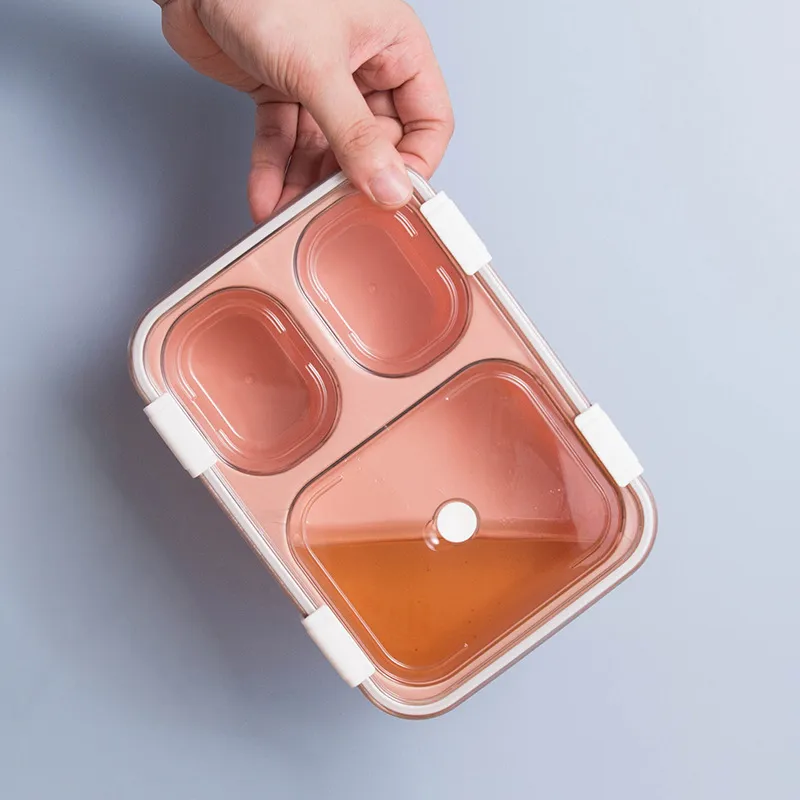 Bento Lunch Box with Spoon & Lid Reusable Plastic Divided Food Storage Container Boxes Meal Prep Containers for Kids & Adults big image 4