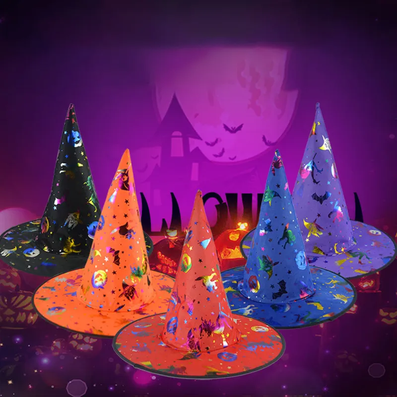 Halloween Bronzing Witch Hat Magic Hat Halloween Party Decoration Cosplay Props big image 2