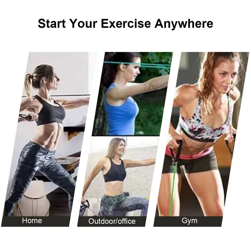 5 Levels Resistance Band Exercise Cord Elastic Muscle Chest Expander Fitness Exercise Band with Handle  big image 1