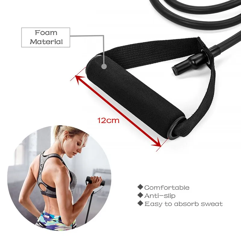 5 Levels Resistance Band Exercise Cord Elastic Muscle Chest Expander Fitness Exercise Band with Handle big image 2