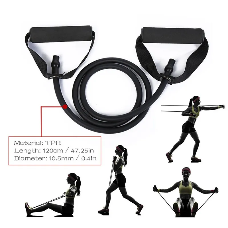 5 Levels Resistance Band Exercise Cord Elastic Muscle Chest Expander Fitness Exercise Band with Handle  big image 3