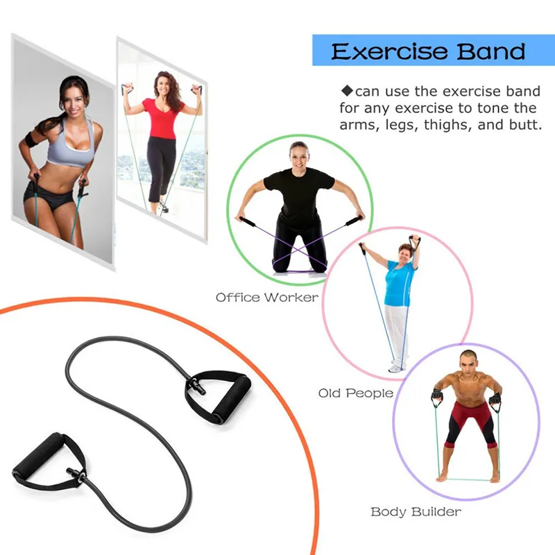 5 Levels Resistance Band Exercise Cord Elastic Muscle Chest Expander Fitness Exercise Band with Handle big image 4