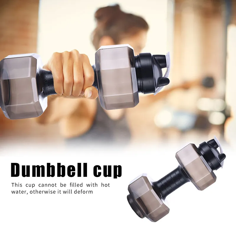 Creative Dumbbell Shaped Water Bottle BPA Free Exercise Water Jug for Gym Yoga Sports Outdoors Black image 4