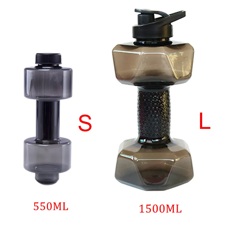 Creative Dumbbell Shaped Water Bottle BPA Free Exercise Water Jug for Gym Yoga Sports Outdoors Black big image 1