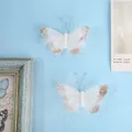 4-pack Handmade Butterfly Wall Decoration Feather 3D Wall Decals for Girls Room Bedroom Home Backdrop Decor Stickers  image 3