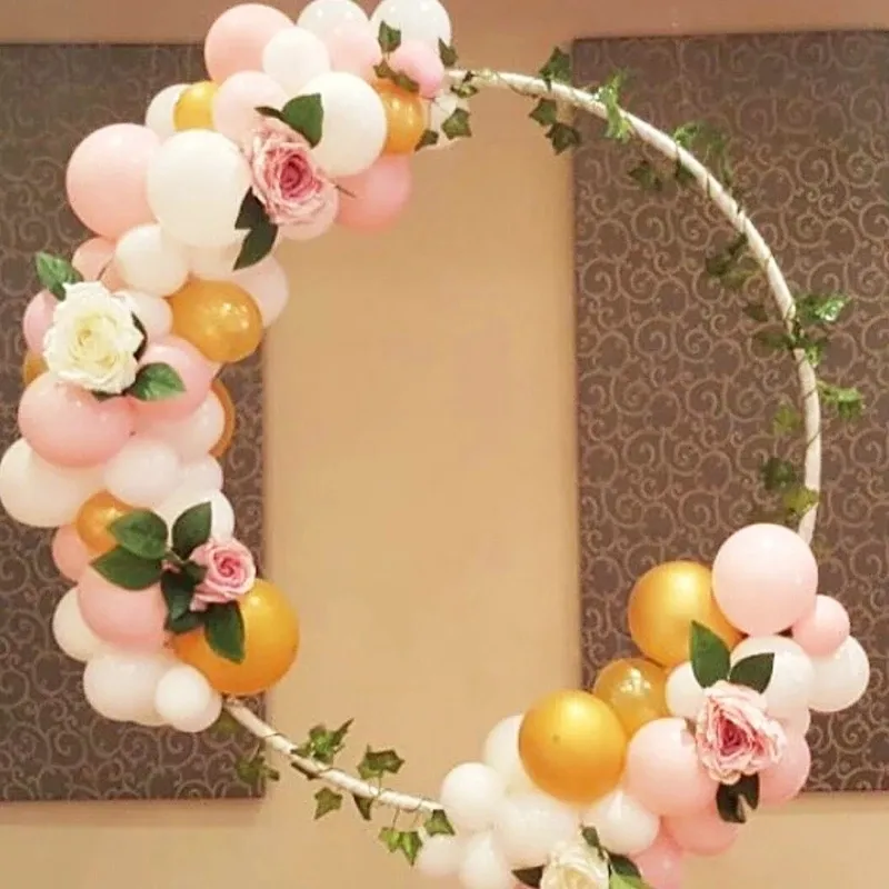Decoração de arco de balão de moldura de círculo multi-tamanho redondo decorações de pano de fundo para festa aniversário casamento formatura chá de bebê Branco big image 1