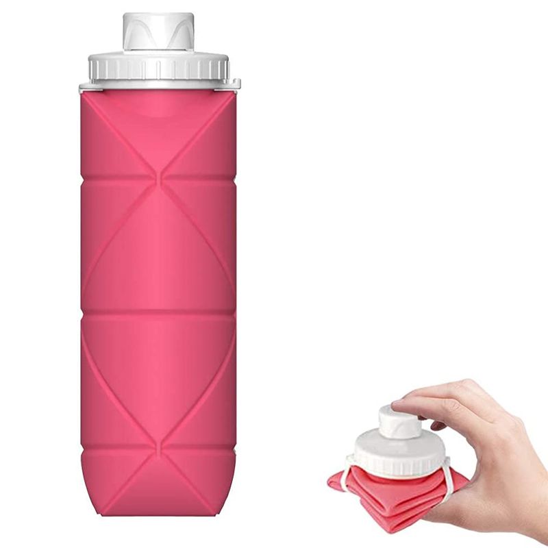 600ML Collapsible Water Bottle Silicone Reusable Foldable Water Bottle for Camping Hiking Travel Gym