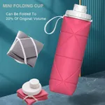 600ML Collapsible Water Bottle Silicone Reusable Foldable Water Bottle for Camping Hiking Travel Gym Sports  image 2
