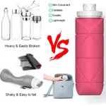 600ML Collapsible Water Bottle Silicone Reusable Foldable Water Bottle for Camping Hiking Travel Gym Sports  image 3