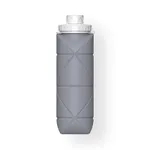 600ML Collapsible Water Bottle Silicone Reusable Foldable Water Bottle for Camping Hiking Travel Gym Sports Grey