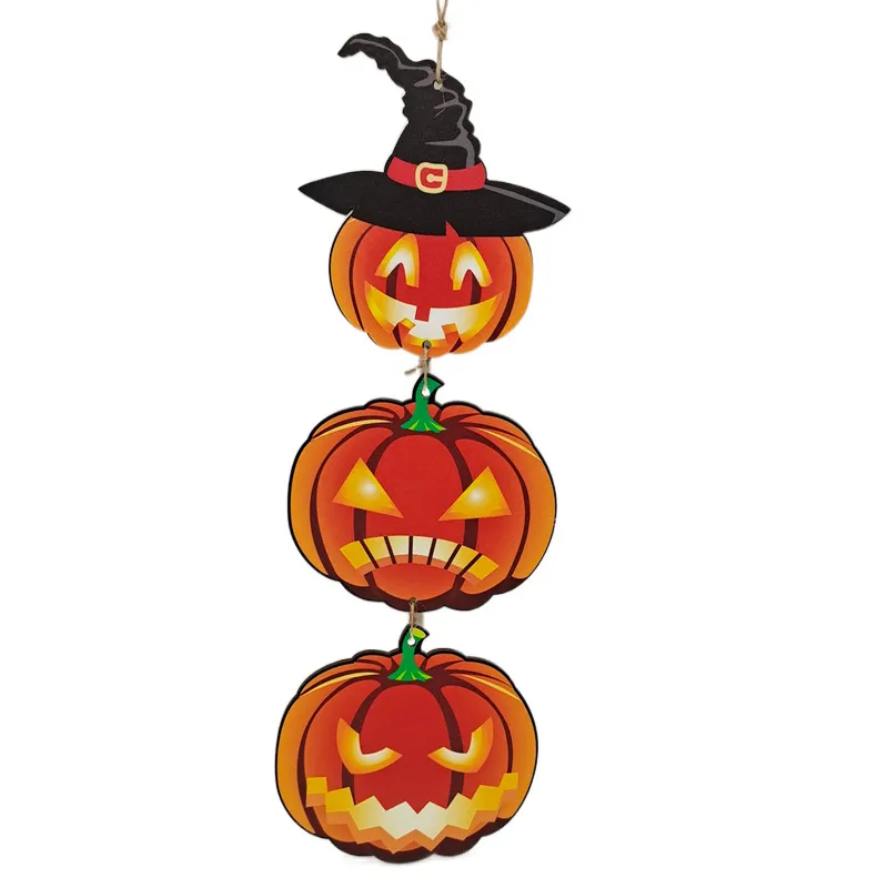 Halloween ornements suspendus en bois crâne spooky panneaux suspendus en bois fournitures de décoration de fête Couleur-B big image 1