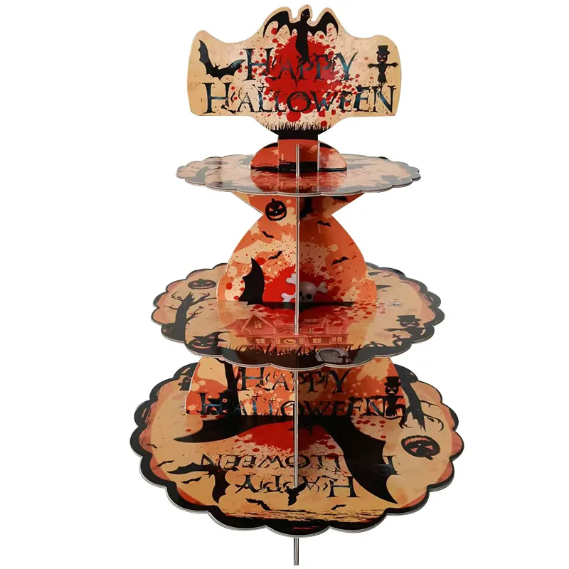 3-Tier Halloween Cupcake Stand Cardboard Cupcake Stand Holder  Dessert Tower Tray  big image 1