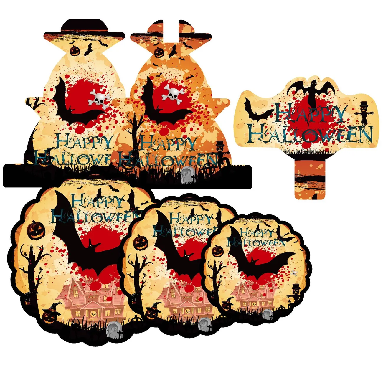 Support de cupcake halloween à 3 niveaux support de support de cupcake en carton plateau de tour de dessert Couleur-A big image 1