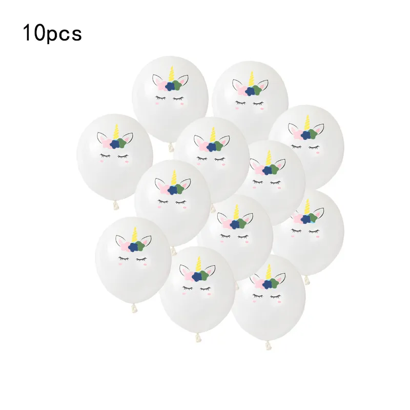 Conjunto de balões de unicórnio de 10 pacotes, balão de unicórnio de látex grosso para festa temática de unicórnio, festa de aniversário infantil, decoração de festa Branco big image 1