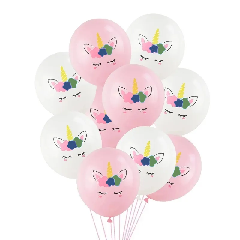 Conjunto de balões de unicórnio de 10 pacotes, balão de unicórnio de látex grosso para festa temática de unicórnio, festa de aniversário infantil, decoração de festa Branco big image 1