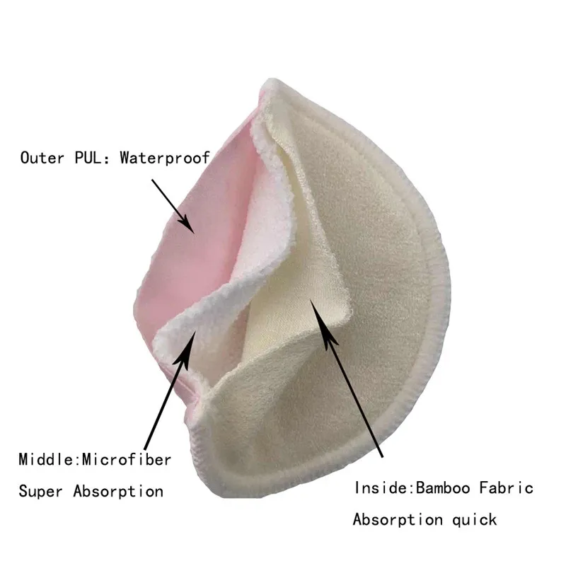 Pacote com 4 protetores de mama reutilizáveis superabsorventes e respiráveis protetores de mamilo para amamentação com bolsa de malha Rosa image 4