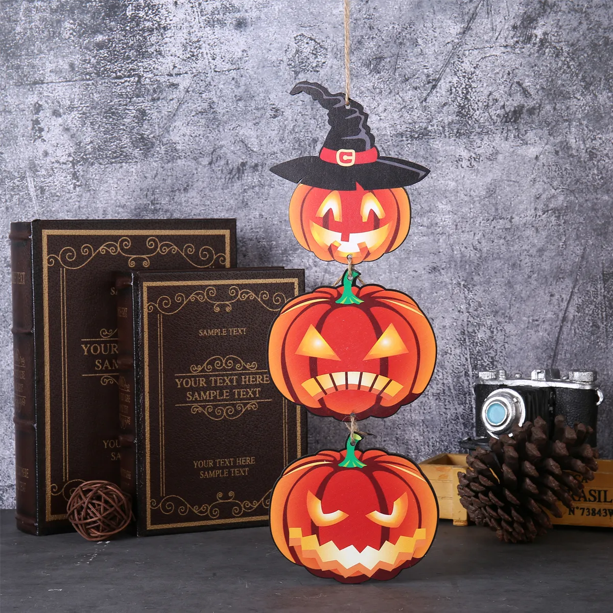 ornamentos de madeira de halloween pendurados crânio sinais de suspensão de madeira assustadores suprimentos de decoração de festa Cor-B big image 1