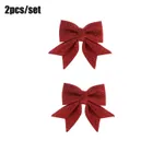 2er-Pack Weihnachts-Glitzer-Tuchschleife Weihnachtsbaum-Hängedekorationsornamente rot