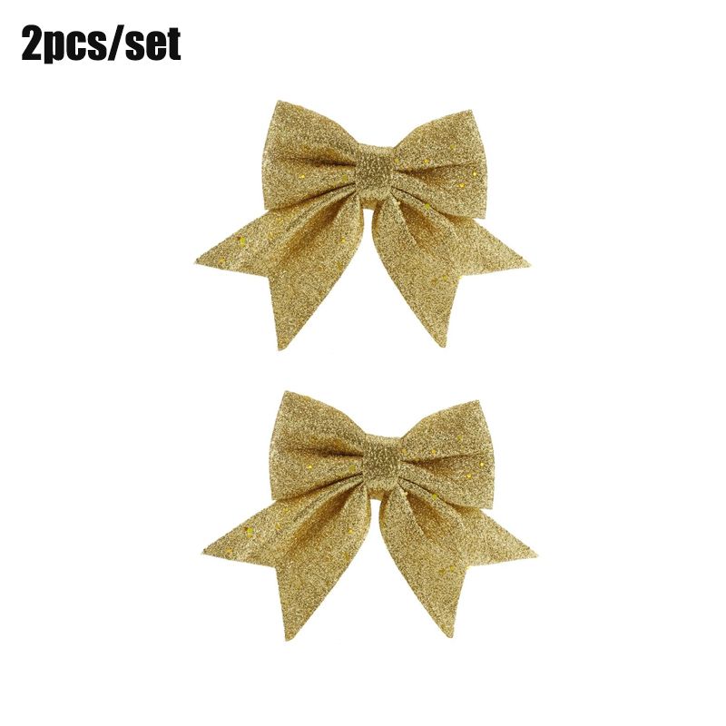 

2-pack Christmas Glitter Cloth Bow Xmas Tree Hanging Decoration Ornaments