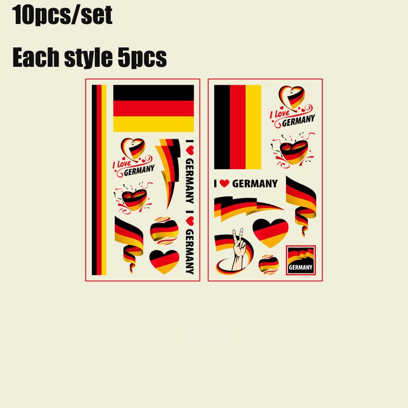 

10 Sheets/Set Flag Series Face Tattoo Sticker Party Decoration Supplies