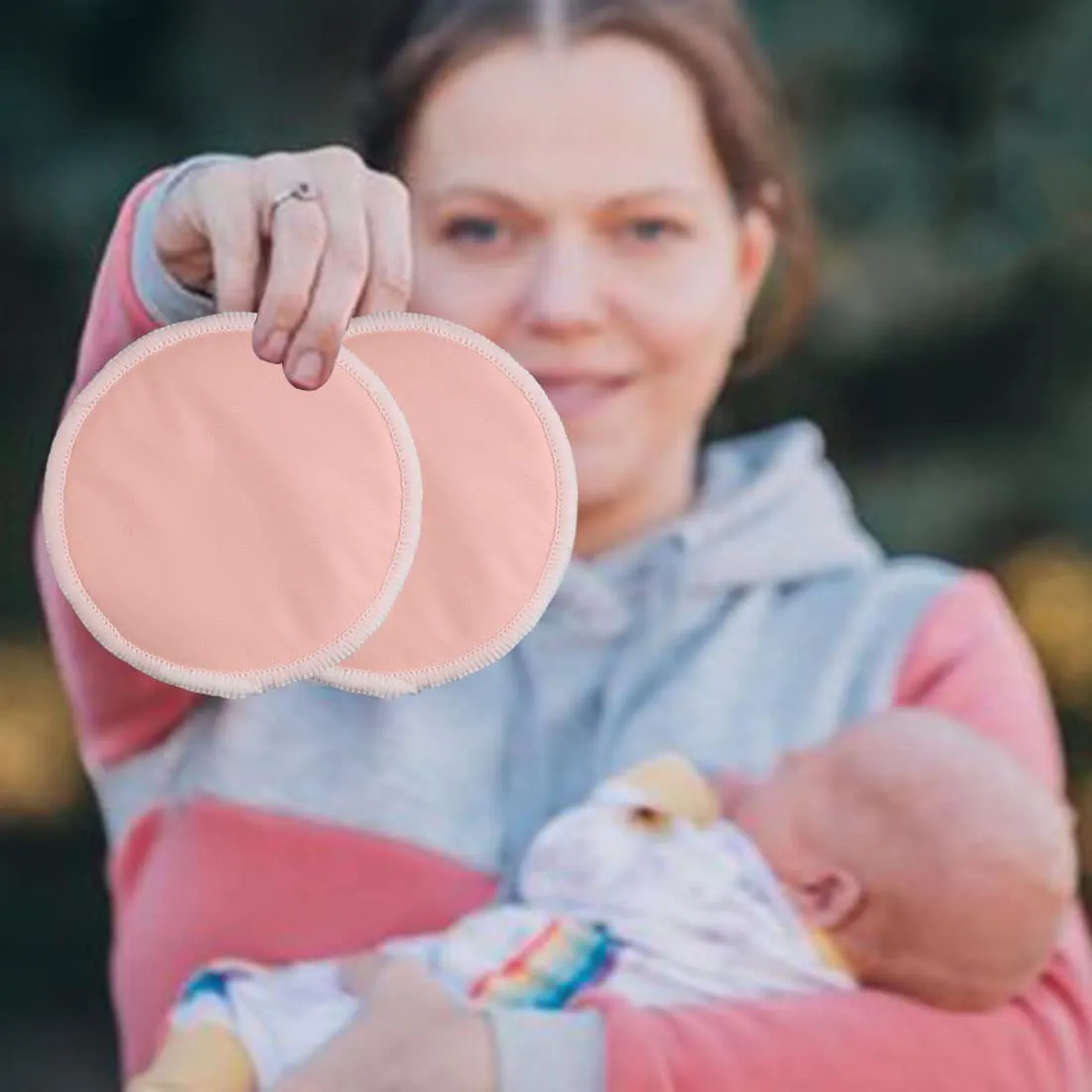 Pacote com 4 protetores de mama reutilizáveis superabsorventes e respiráveis protetores de mamilo para amamentação com bolsa de malha Rosa image 6