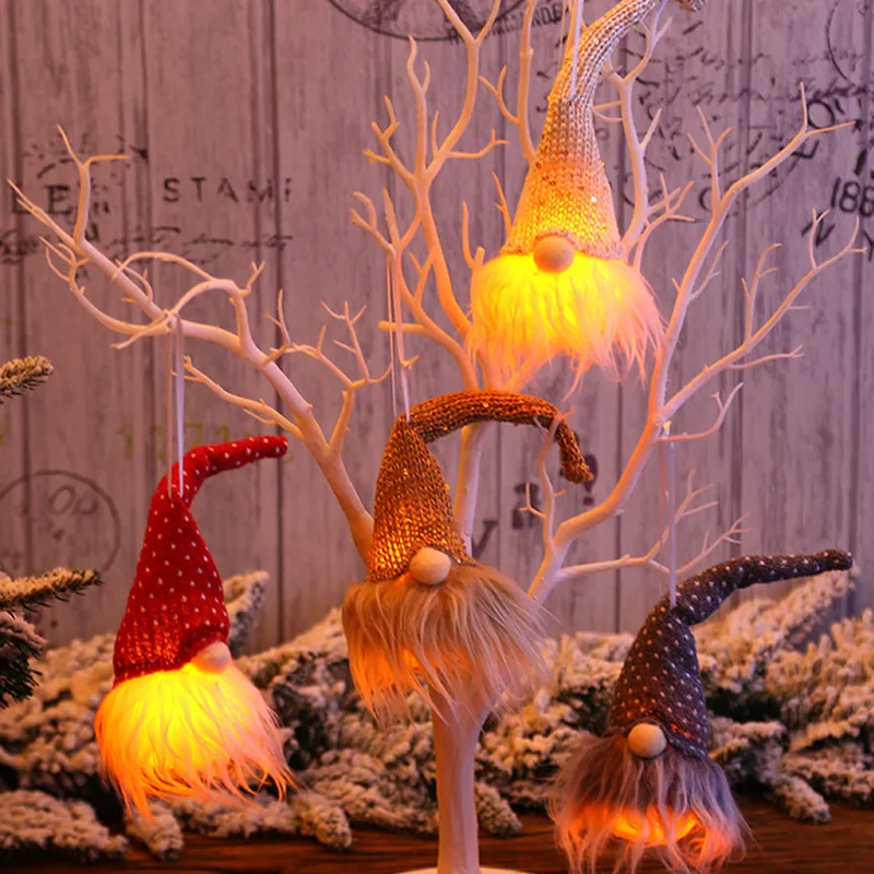 gnome noël ornements noël suspendu décoration rougeoyante décor d'arbre de noël Gris big image 1