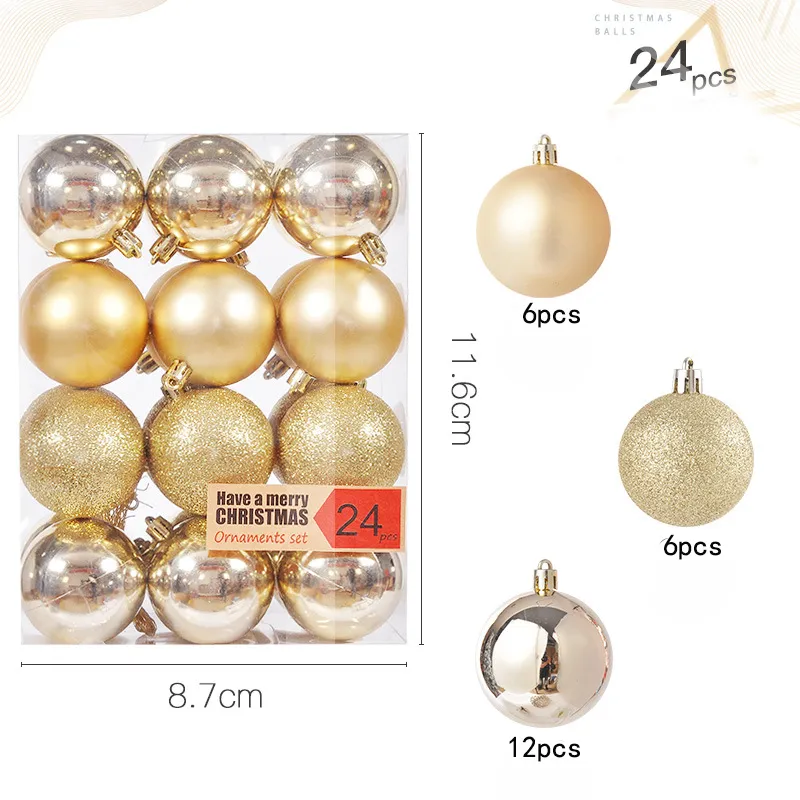 24Pcs Christmas Balls Ornaments Christmas Tree Decoration Hanging Ball Xmas Party Decorations big image 1