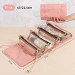 4 in 1 Roll-Up Makeup Bag Travel Organizer Waterproof Cosmetic Bag for Women Pink
