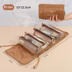4 in 1 Roll-Up Makeup Bag Travel Organizer Waterproof Cosmetic Bag for Women Brown