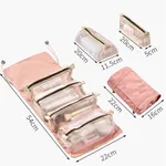 4 in 1 Roll-Up Makeup Bag Travel Organizer Waterproof Cosmetic Bag for Women Pink image 2